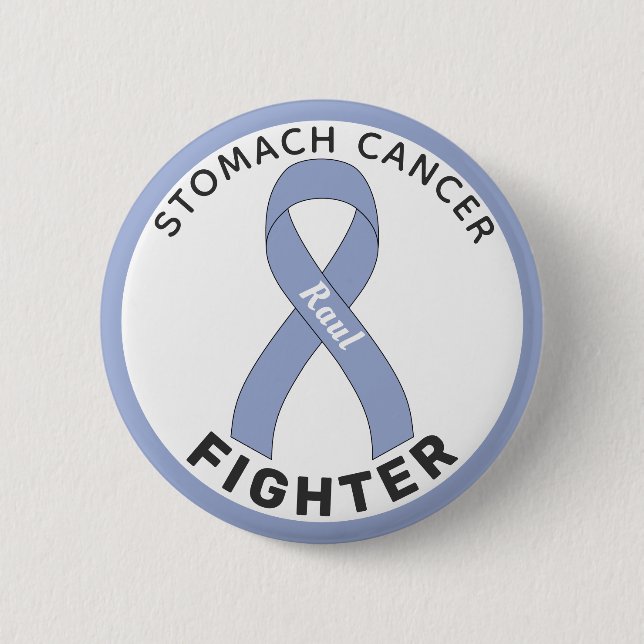 Stomach Cancer Fighter Ribbon White Button Knapp (Framsida)