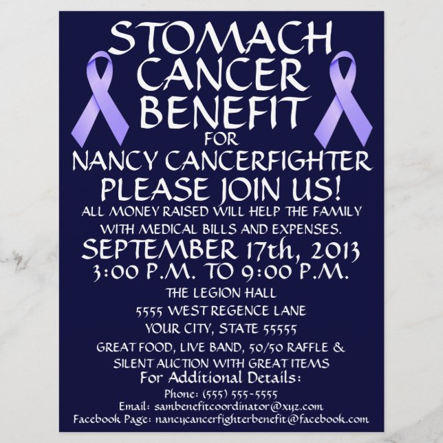 Stomach Cancer Ribbon Benefit Flyer (Framsidan)