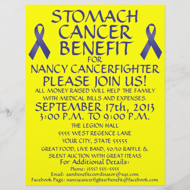 Stomach Cancer Ribbon Benefit Flyer (Framsidan)