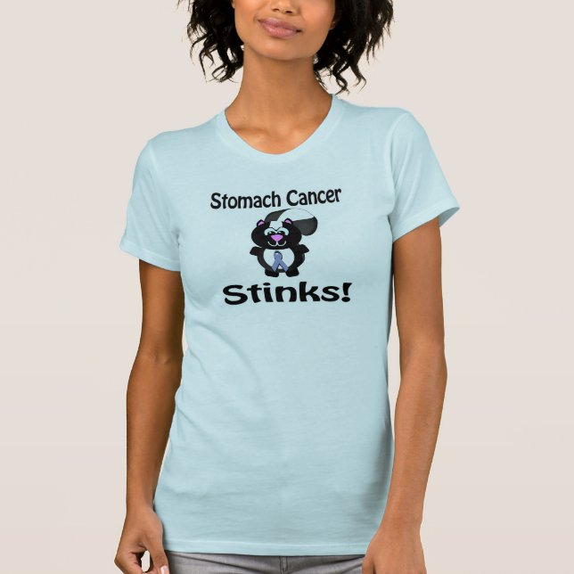 Stomach Cancer Stinks Skunk Awareness Design Tee Shirt (Framsida)