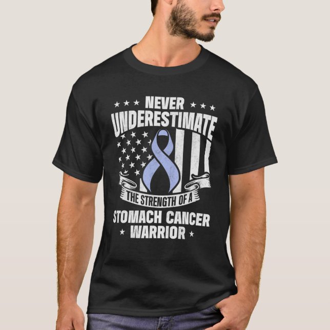 Stomach Cancer Survivor Fight Power Warrior T Shirt (Framsida)