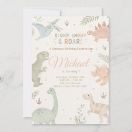 Stomp Chomp And Roar Dinosaur Invitation Editable Inbjudningar