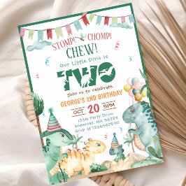 STOMP CHOMP och CHEW Dinosaur 2: a födelsedagen Inbjudningar