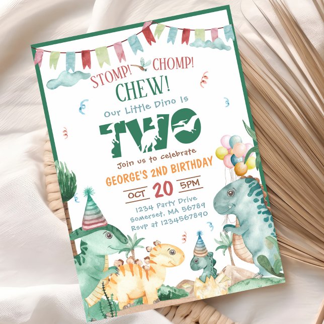 STOMP CHOMP och CHEW Dinosaur 2: a födelsedagen Inbjudningar (Skapare uppladdad)