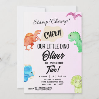 STOMP CHOMP och CHEW Dinosaur Birthday Call Inbjudningar
