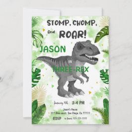 STOMP CHOMP och ROAR! Dess Dinosaur Inbjudningar