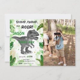 STOMP CHOMP och ROAR! Dess Dinosaur Photo Inbjudningar