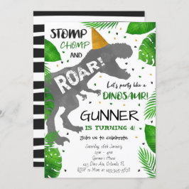 Stomp, Chomp och Roar! Dinosaur Birthday Inbjudan