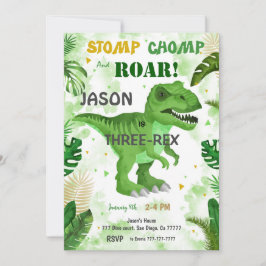 STOMP CHOMP och ROAR! Dinosaur Birthday Inbjudningar