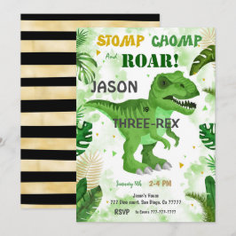STOMP CHOMP och ROAR! Dinosaur Birthday Inbjudningar
