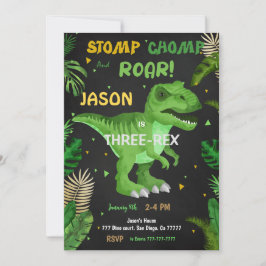 STOMP CHOMP och ROAR! Dinosaur Birthday Inbjudningar