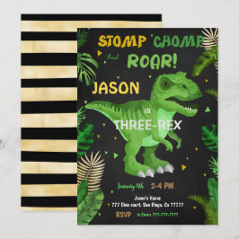 STOMP CHOMP och ROAR! Dinosaur Birthday Inbjudningar