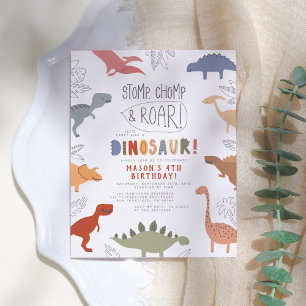 Stomp, Chomp och Roar! Dinosaur Boy Födelsedagsfes Vykort