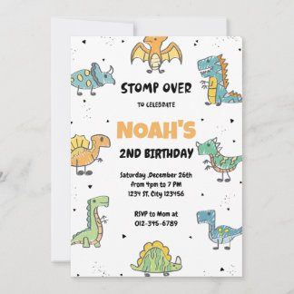 Stomp, Chomp och Roar! Dinosaurs Födelsedagsfest Inbjudningar