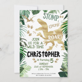 Stomp, Chomp och Roar! Dinosaurs Födelsedagstema Inbjudningar