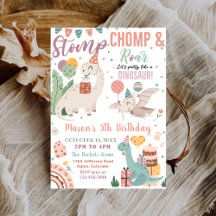 Stomp, Chomp och Roar Watercolor Dinosaurs Birthda