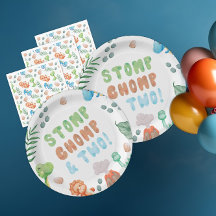 Stomp, Chomp och Två dinosaur Watercolor Birthday
