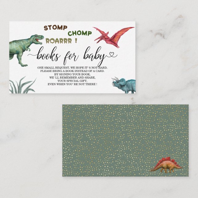 Stomp-chomp-roar-babydusch bokar för baby tilläggskort (Fram/baksida)