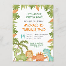 Stomp Chomp Roar Dino Birthday-inbjudan