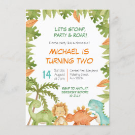 Stomp Chomp Roar Dino Birthday-inbjudan Inbjudningar