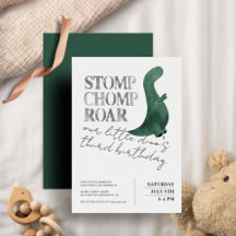 Stomp Chomp Roar Dinosaur 3:e födelsedagen Party B