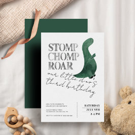 Stomp Chomp Roar Dinosaur 3:e födelsedagen Party B Inbjudningar