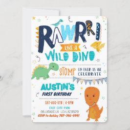 Stomp Chomp Roar Dinosaur Birthday-inbjudan Inbjudningar