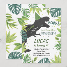Stomp Chomp Roar Dinosaur Birthday-inbjudan