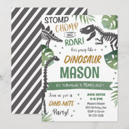 Stomp Chomp Roar Dinosaur Birthday-inbjudan Inbjudningar