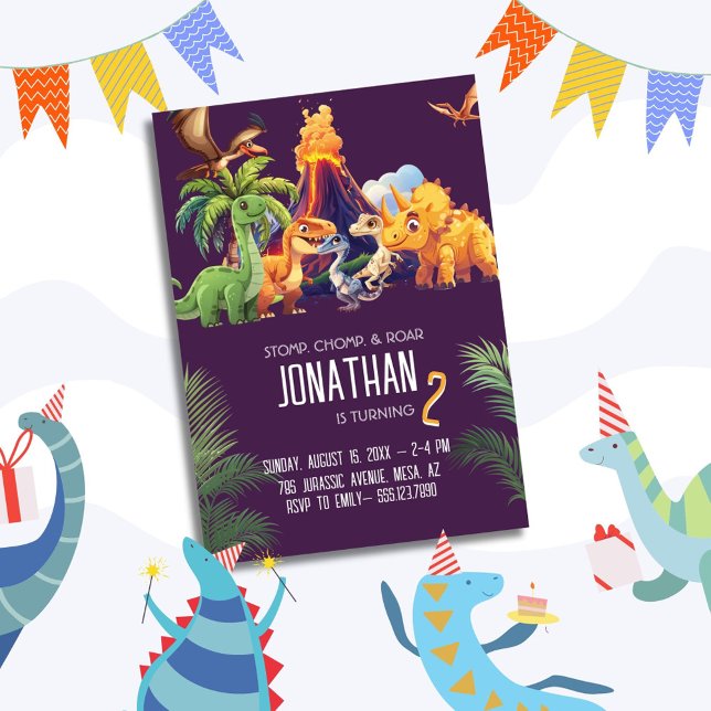 Stomp Chomp Roar Dinosaur Birthday Inbjudningar (Skapare uppladdad)