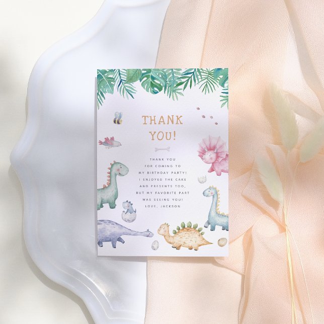 Stomp, Chomp & Roar Dinosaur Boys Birthday Party Tack Kort (Skapare uppladdad)