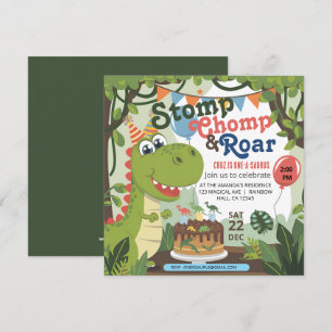 Stomp Chomp Roar dinosaur en saurusfödelse Inbjudningar