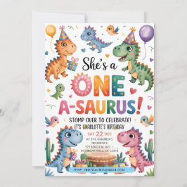 Stomp Chomp Roar dinosaur en saurusfödelse Inbjudningar