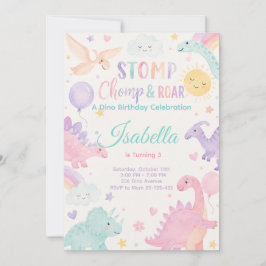 Stomp Chomp & Roar Dinosaur Invitation Editable Inbjudningar