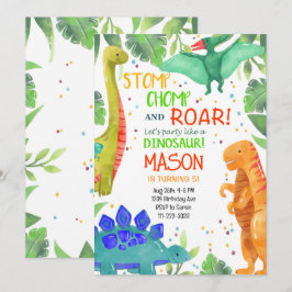 Stomp Chomp Roar Dinosaurs Birthday-inbjudan Inbjudningar