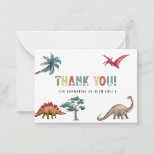 Stomp Chomp Roar Watercolor BirthdayFlat Note Card Anteckningskort
