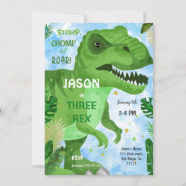 STOMP CHOMP: s Födelsedagsfest för dosinosaur Inbjudningar