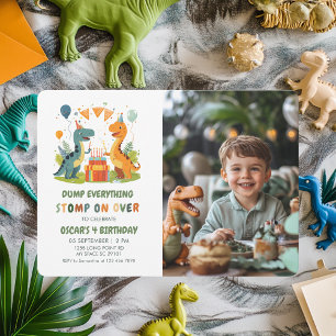 "Stomp on over Dinosaur Birthday Photo Inbjudningar