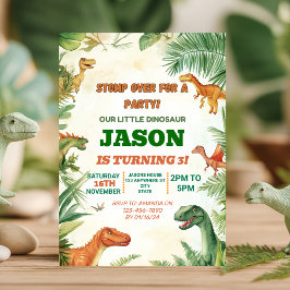 Stomp över för en Party-boys-dinosaur-födelsedag Inbjudningar