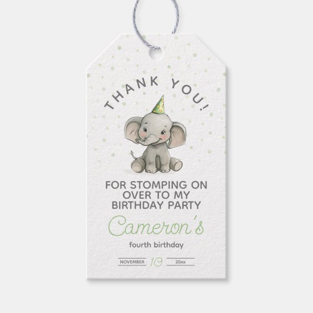 Stomp på över, Cute Elephant Presentetikett (Framsidan)