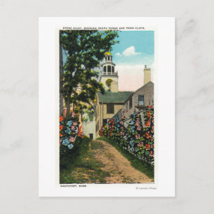 Stone Alley View of South Torn and Town Clock Vykort