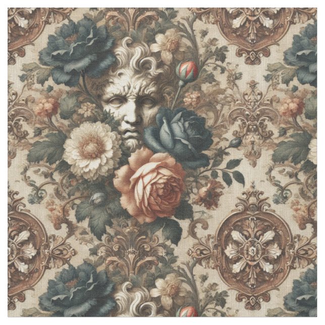 Stone Ansikte & Tired Nights - Gothic Classic Tile Tyg (Närbild)