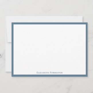 Stone Blue Elegant Modern Flat Note Card Anteckningskort