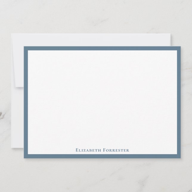 Stone Blue Elegant Modern Flat Note Card Anteckningskort (Framsida)