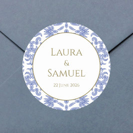 Stone Blue Patterned Stickers Runt Klistermärke