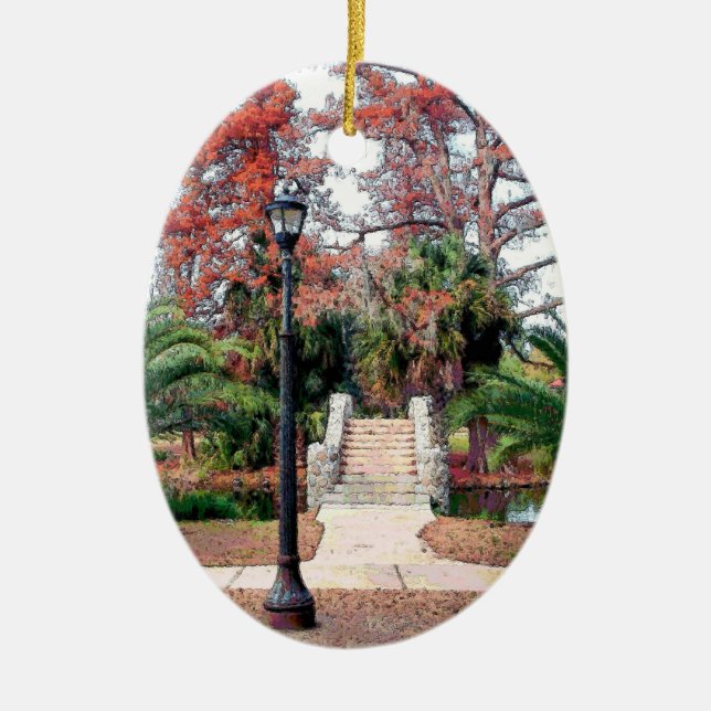 Stone Bridge City Park New Orleans Julgransprydnad Keramik (Framsidan)