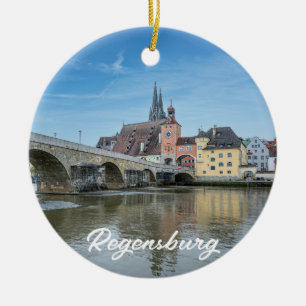 Stone Bridge i Regensburg, Tyskland Julgransprydnad Keramik