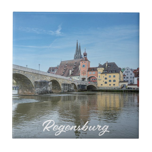 Stone Bridge i Regensburg, Tyskland Kakelplatta (Framsidan)