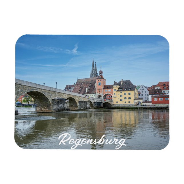 Stone Bridge i Regensburg, Tyskland Magnet (Horisontell)
