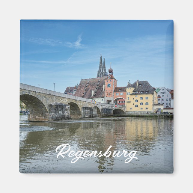 Stone Bridge i Regensburg, Tyskland Magnet (Framsidan)
